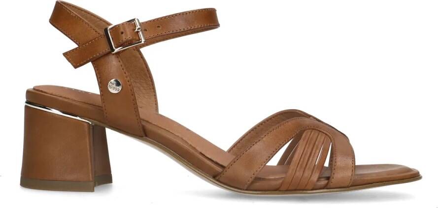 No stress Cognac leren sandalen met hak