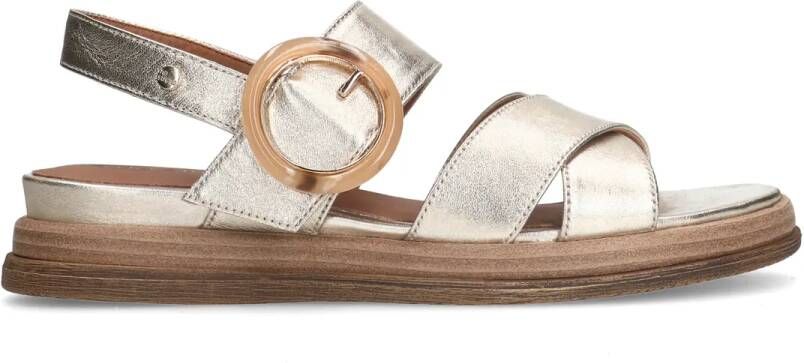 No stress Gouden leren plateau sandalen met gesp