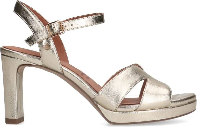 No stress Gouden leren sandalen met hak