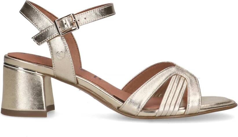 No stress Gouden leren sandalen met hak