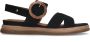 No Stress Dames PRE ORDER Zwarte leren plateau sandalen met gesp - Thumbnail 3