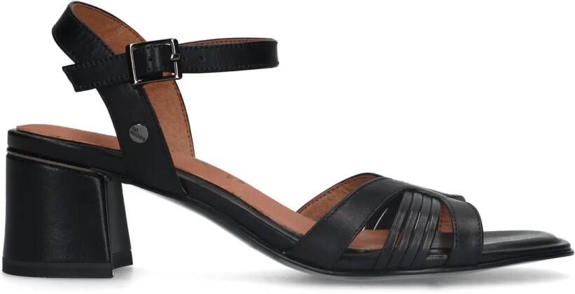 No stress Zwarte leren sandalen met hak