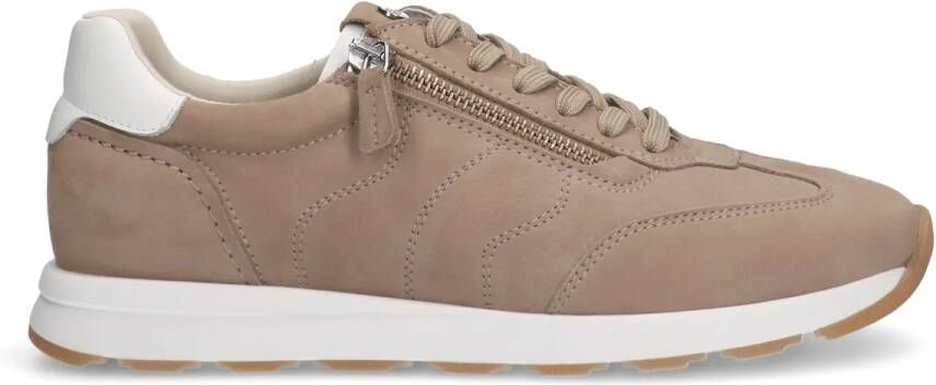 No stress Taupe nubuck sneakers met rits