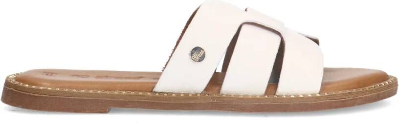 No stress Witte leren slippers