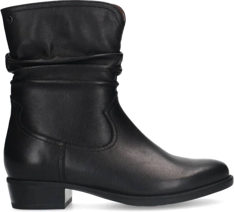 No Stress Dames Zwarte leren enkellaarsjes met hak