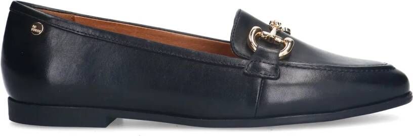 No stress Zwarte leren loafers met gouden chain