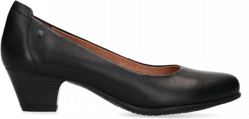 No stress Zwarte leren pumps met lage hak - Schoenen.nl