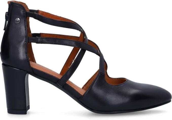No stress Zwarte leren pumps met ritssluiting