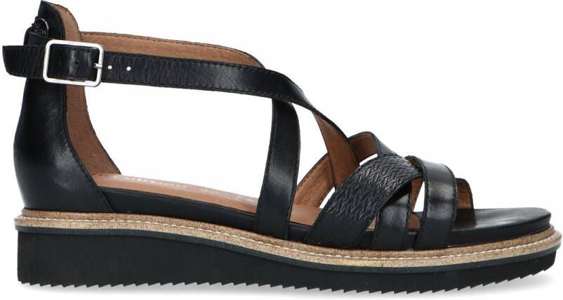 No stress Zwarte leren sandalen - Schoenen.nl