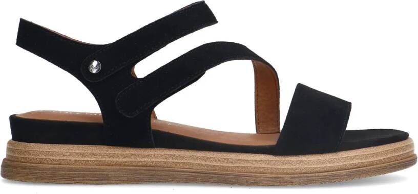 No stress Zwarte leren sandalen