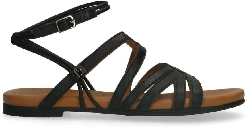 No stress Zwarte leren sandalen met bandjes