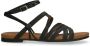 No Stress Dames Zwarte leren sandalen met bandjes - Thumbnail 3