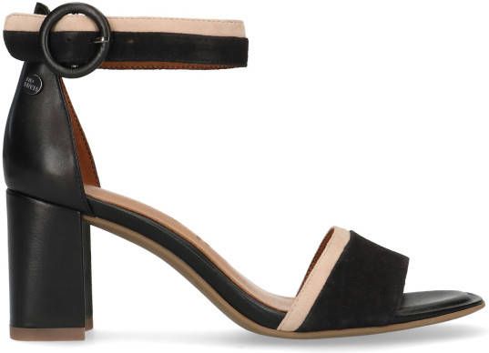 Zwarte leren sandalen met hak - Damesschoenen – SACHA
