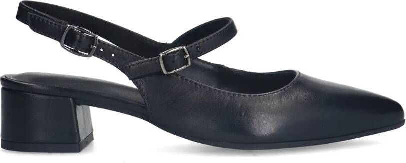 No stress Zwarte leren slingbacks