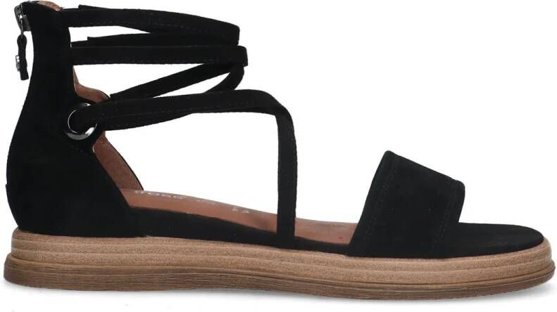 No stress Zwarte suède sandalen met bandjes