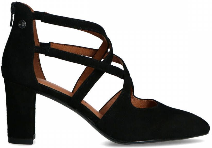 No stress Zwarte suède pumps met ritssluiting - Schoenen.nl