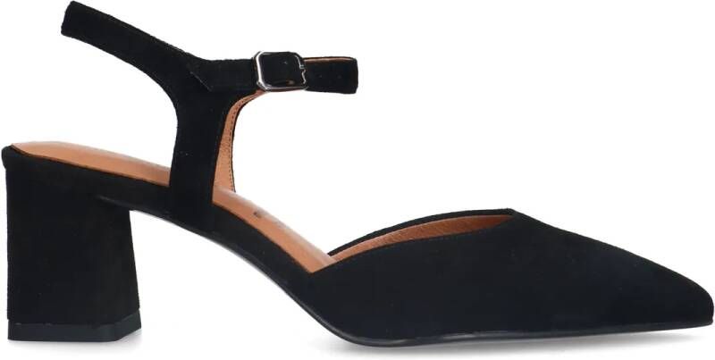 No stress Zwarte suède slingbacks