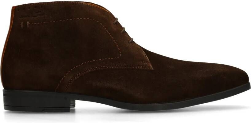 Van lier Donkerbruine suède veterschoenen