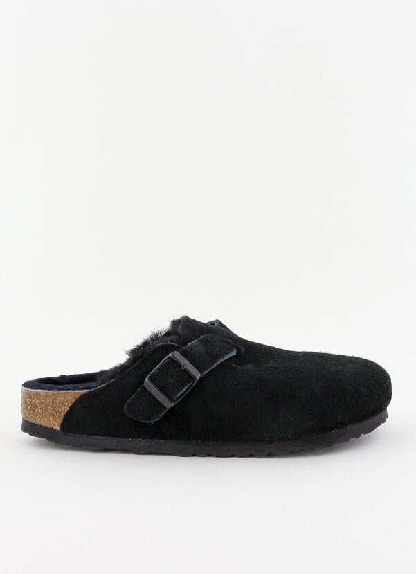 Birkenstock slippers Boston Suede Leather 259883 zwart