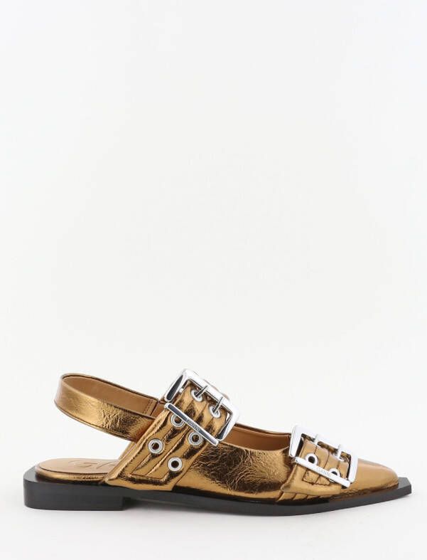 Ganni ballerinas met gesp brons