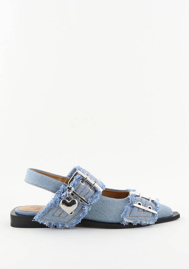 Ganni ballerinas S2939 denim blauw