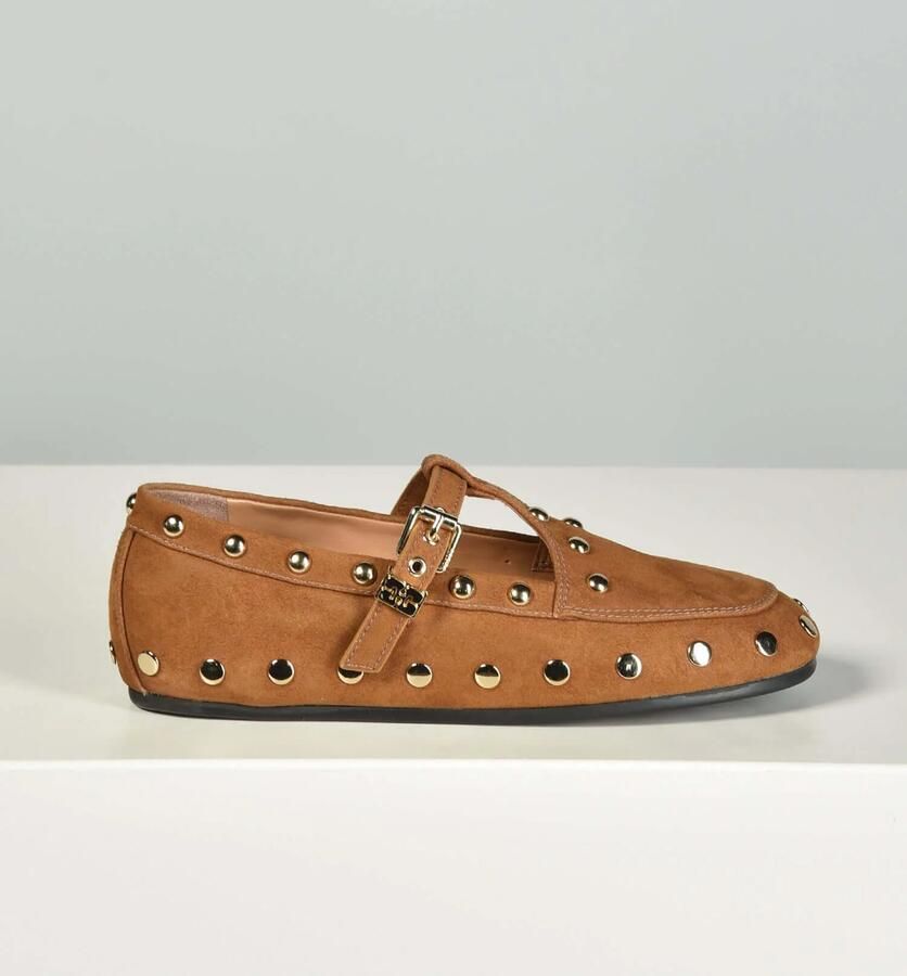 Ganni ballerina's Mary Jenny Studs D1020021 caramel cafe