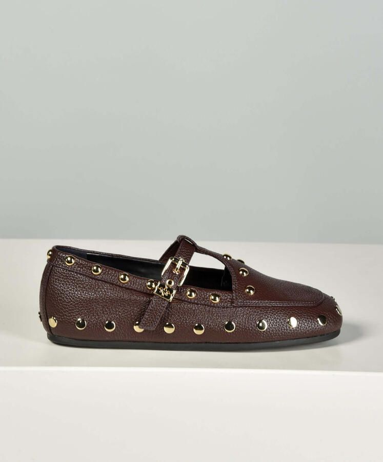 Ganni ballerina's Mary Jenny Studs D1020022 chicory coffee