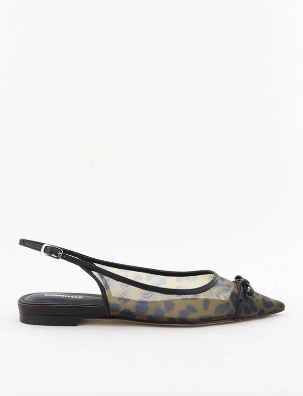 Lola Cruz ballerina&apos;s met dierenprint en strik black