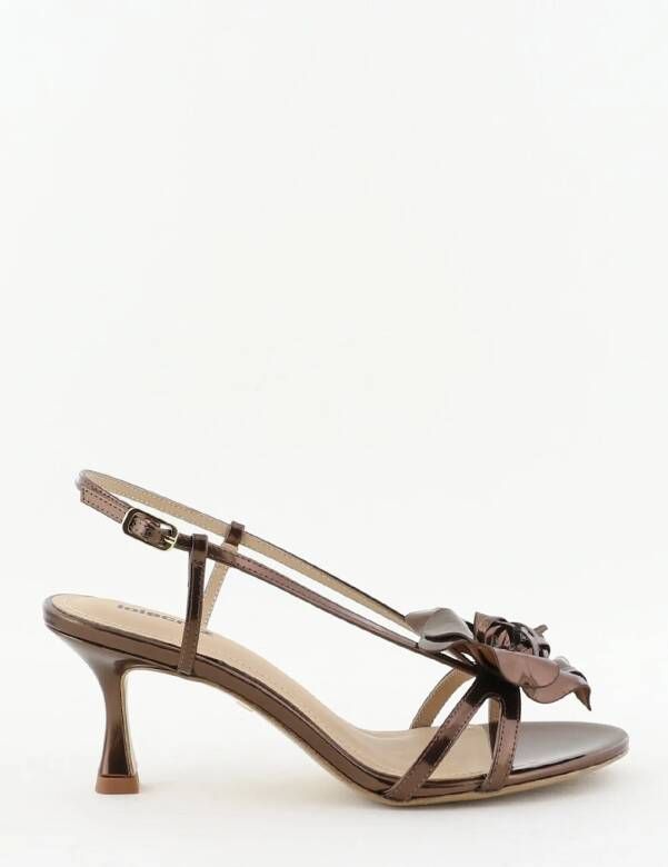 Lola Cruz sandalen met bloem bruin