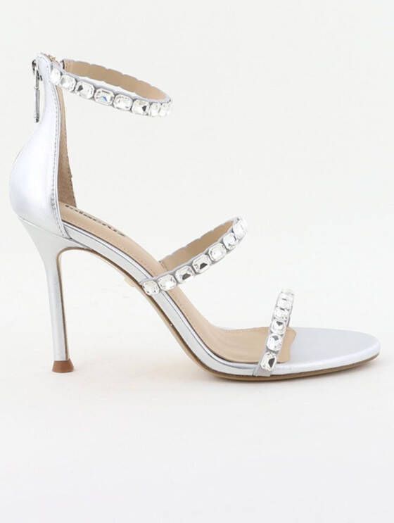 Lola Cruz sandalen met steentjes zilver