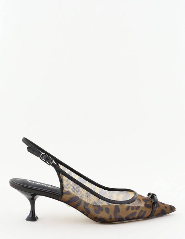 Lola Cruz slingback pumps mesh dierenprint zwart