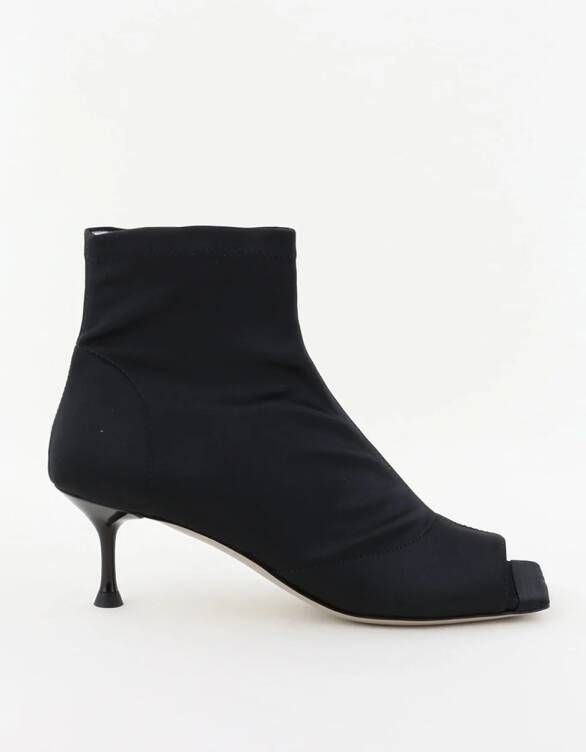 Morobe mid-heel enkellaarsjes Luz vierkante peep-toe neus zwart