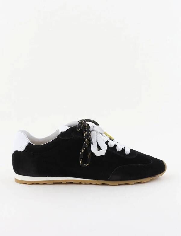 Nubikk suede sneakers Billy Lou met witte hielachterkant zwart