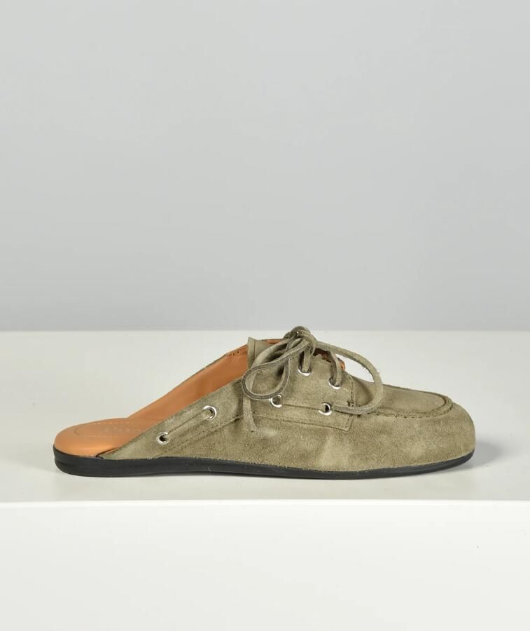 Posa loafers Boat Loafer Mule Brushed Suede PW48-801 khaki