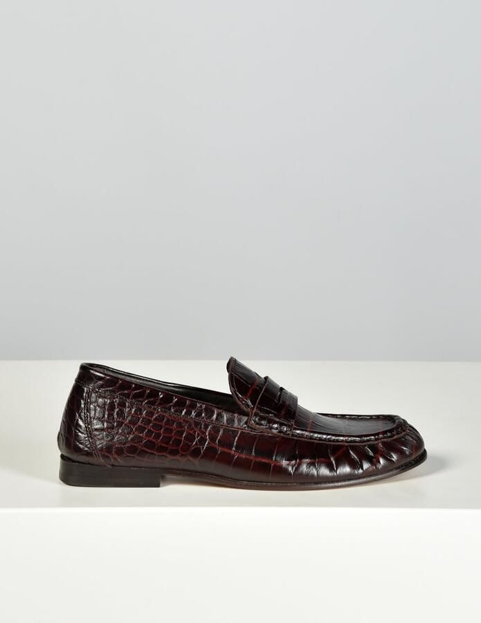 Posa loafers Wrinkle Croco PW43-501 burgundy