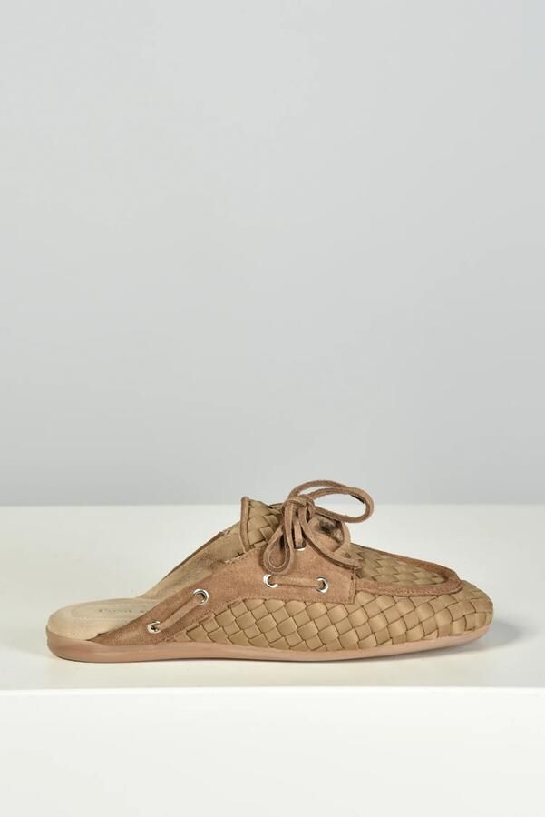 Posa x Marrea boat loafer Mule Woven PW16-209 camel