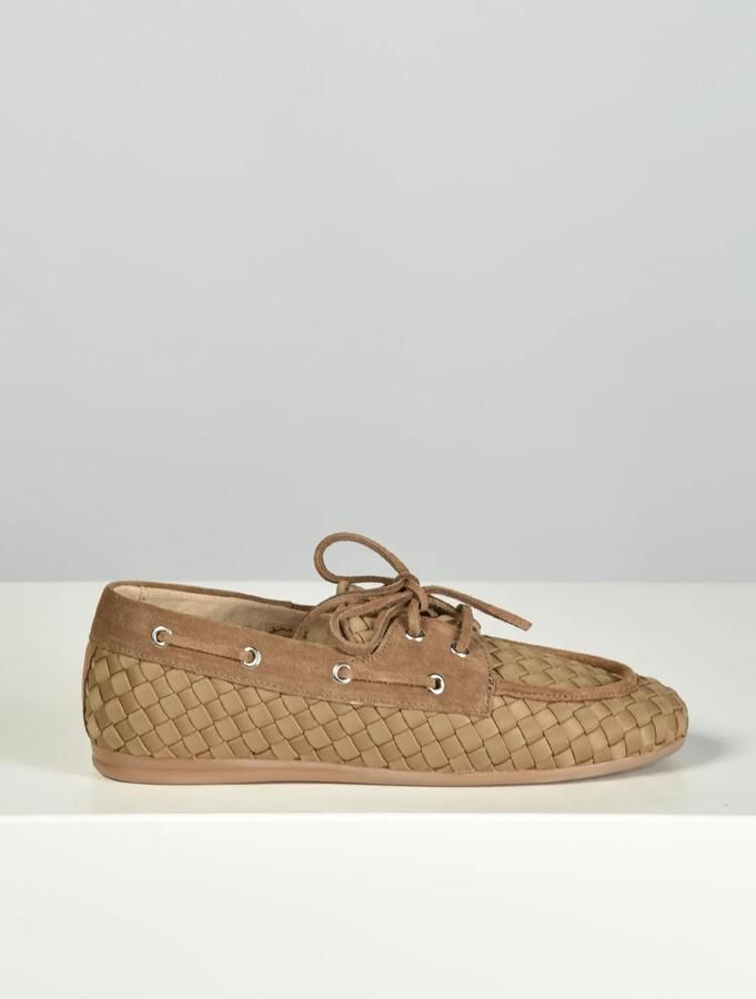 Posa x Marrea boat loafer Woven PW15-209 camel