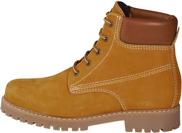 Studio W Hoge veterschoen met zacht gepolsterde rand Okergeel Cognac