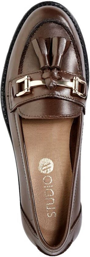 Studio W Loafer met leren sierkwastje Donkerbruin