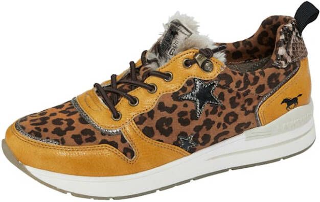Mustang Sneaker met elastische veters Okergeel