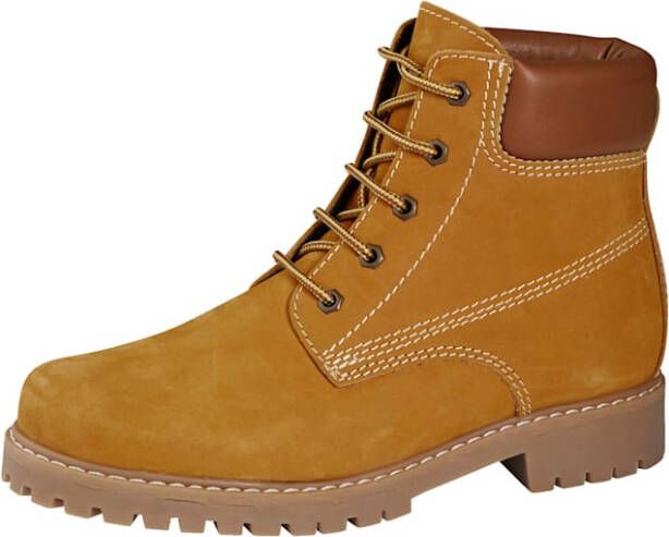 Studio W Hoge veterschoen met zacht gepolsterde rand Okergeel Cognac