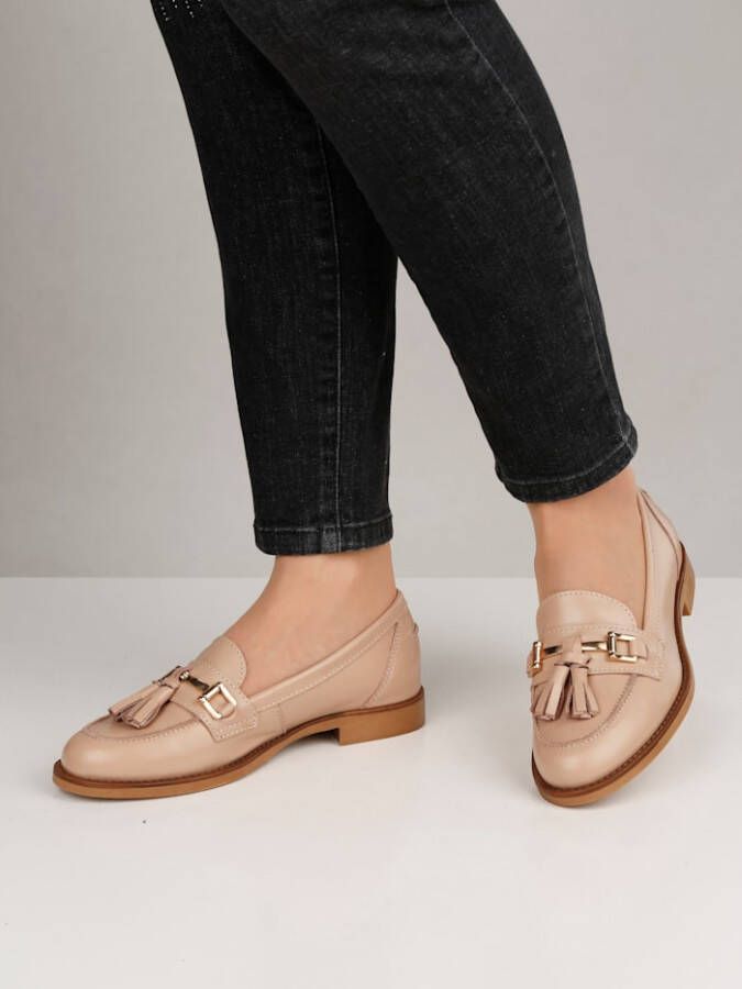 Studio W Loafer met leren sierkwastje Nude