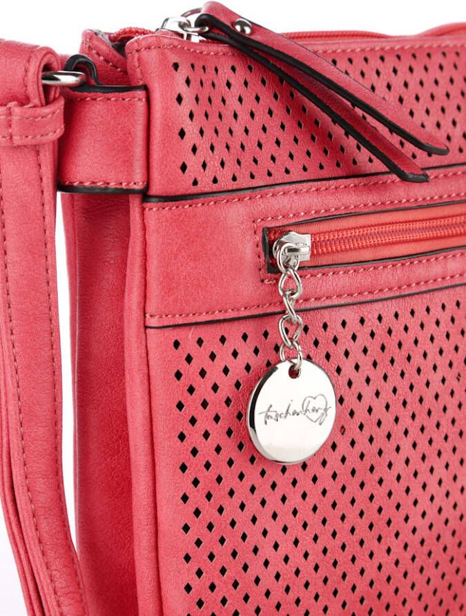 Taschenherz Schoudertas met trendy perforaties Koraal