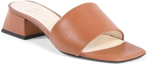 19v69 Italia Bruine Leren Sandalen met 4cm Hak Brown Dames