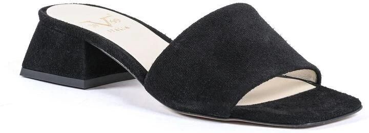 19v69 Italia Zwarte Leren Sandalen met 4cm Hak Black Dames