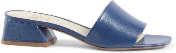19v69 Italia Blauwe Leren Sandalen met 4 cm Hak Blue Dames