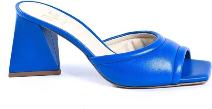 19v69 Italia Blauwe Leren Sandalen met 8cm Hak Blue Dames