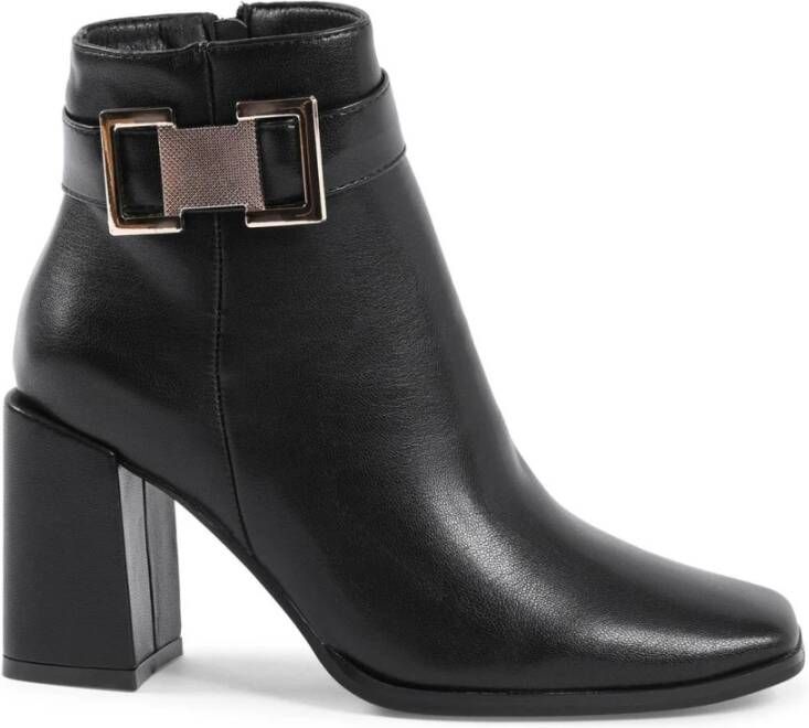 19v69 Italia Blokhak Leren Enkellaarzen