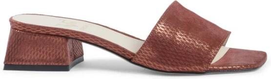 19v69 Italia Bruine Leren Sandalen met 4cm Hak Brown Dames