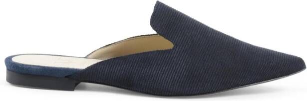 19v69 Italia Donkerblauwe Leren Slippers Blue Dames